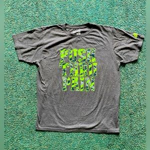 Adidas THE GO-TO TEE, t shirt Men's size Large, “PUSH THRU PAIN" graphic printed